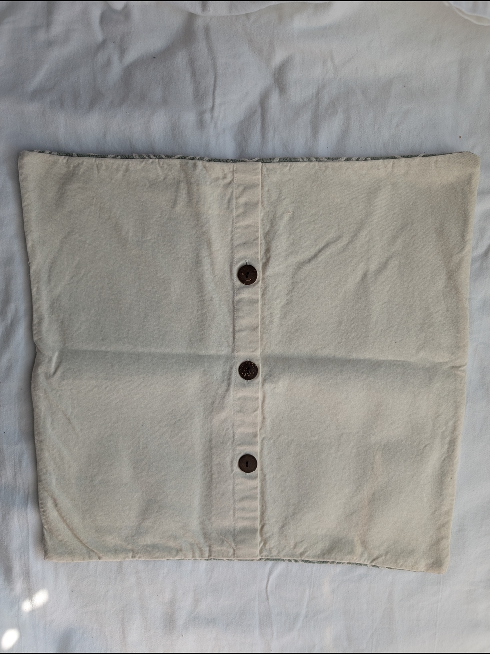 West Elm Embroidered Throw Pillow Covers in Sage Green and Cream - 2 - Picture 3 of 6